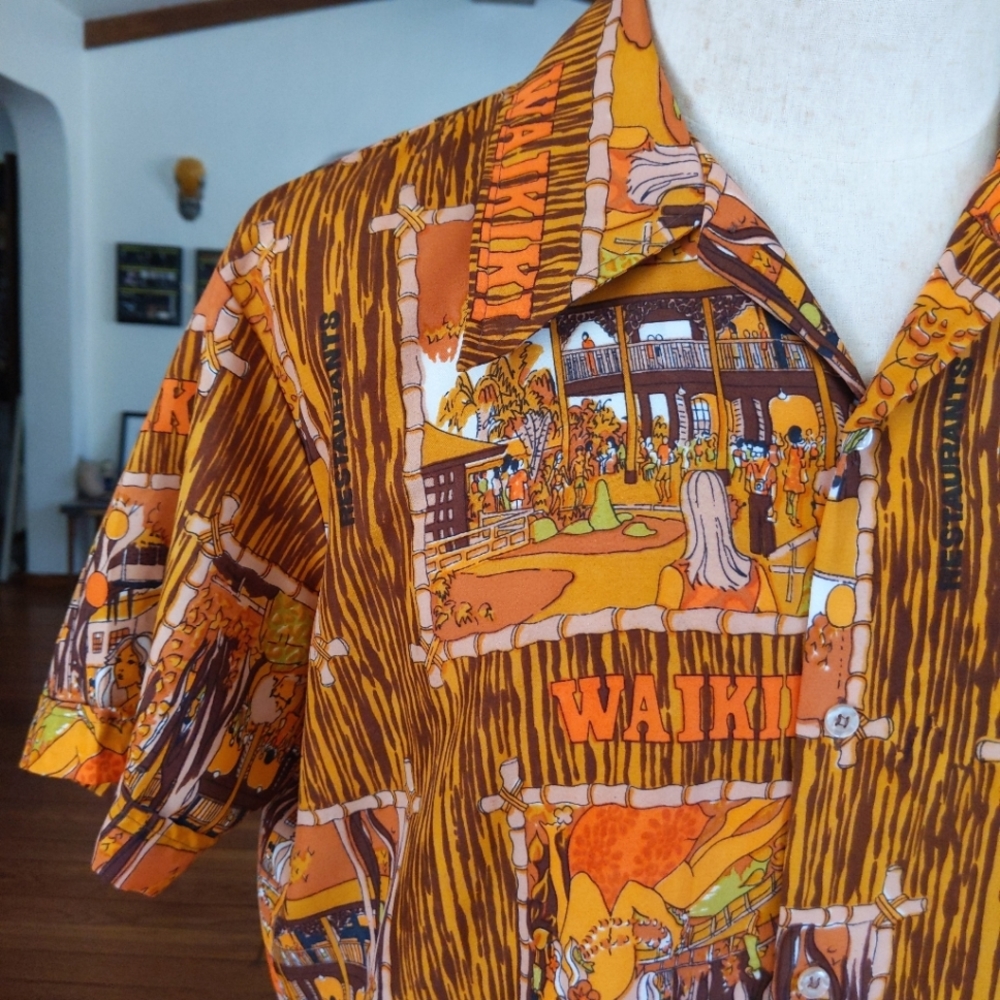 Funky Aloha Hawaiian Tiki vintage shirt Waikiki